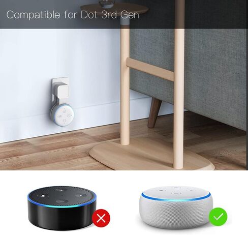 حامل تثبيت على الحائط لمنفذ Echo Dot الجيل الثالث من التوصيل على الحائط لتوفير المساحة مع إدارة الكابلات Echo Dot 3rd Gen الأجهزة المنزلية الذكية شماعات مكبرات الصوت بدون حامل أسلاك فوضوي حامل جداري أبيض in Kuwait