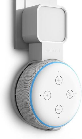 حامل تثبيت على الحائط لمنفذ Echo Dot الجيل الثالث من التوصيل على الحائط لتوفير المساحة مع إدارة الكابلات Echo Dot 3rd Gen الأجهزة المنزلية الذكية شماعات مكبرات الصوت بدون حامل أسلاك فوضوي حامل جداري أبيض in Kuwait