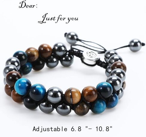 Triple Protection Bracelet Handmade Bracelet -, Natural Tiger Eye Crystal, Obsidian Hematite，Crystal Jewelry Bracelet Brings Good Luck and Happy, Bracelet for Men and Women（Style D） in Saudi Arabia