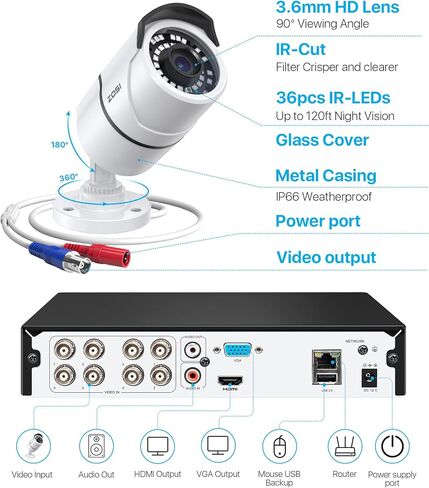 ZOSI 3K Outdoor WiFi Pan/Tilt Camera,5MP C296 Plug-in Home Surveillance Camera,Smart Person Vehicle Detection,Human Motion Tracking,Night Vision,2 Way Audio,Floodlight Siren,Cloud & SD Card Storage in Saudi Arabia