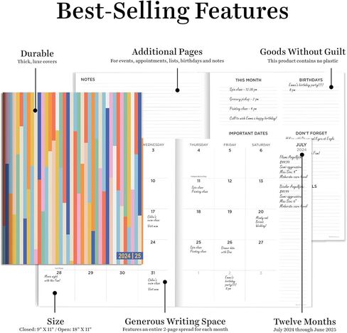TF PUBLISHING July 2024 - June 2025 Navy Grid Large Monthly Planner - 2 Page Spreads With Extra Large Calendar Grids and Planning Prompts - 12 Month Academic Planner 2024-2025 - 9 in x 11 in in Saudi Arabia