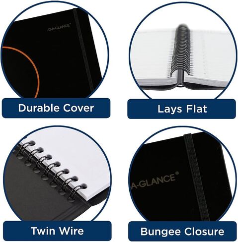 AT-A-GLANCE Undated Planning Notebook, Plan. Write. Remember. 8-1/2" x 11", Large, with Reference Calendars, Black (7062090524) in Saudi Arabia