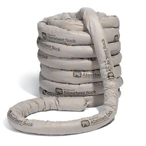 New Pig Clip-&-Fit Absorbent Sock, 15 Gal Absorbency, Create Your Own Custom Lengths, 3" Dia x 120' L, Gray, PIG220