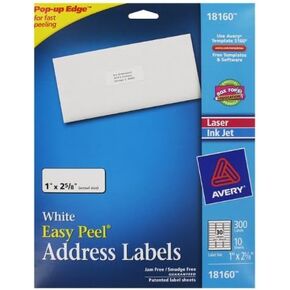 Avery : Address Labels for Inkjet Printer, 1 x 2-5/8, White, 300 per Pack -:- Sold as 2 Packs of - 300 - / - Total of 600 Each