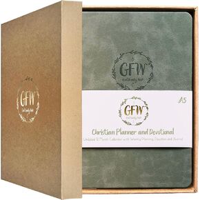 Christian Planner and Devotional with Gift Box – Undated 12 Month Calendar with Weekly Planning, Devotional and Journal - Beautiful Vegan Leather Cover - GFW Life Premium A5 2025 Planners