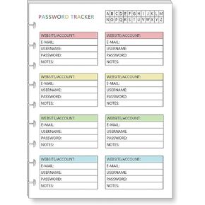 New Happy Planner Insert for 9-Disc Classic Happy Planner, Color Password Tracker, Happy Planner Accessories, Pre-punched Happy Planner Inserts，Happy Planner 2024 Refill Calendar