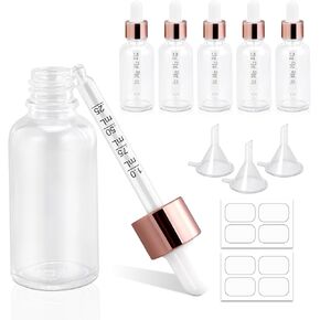 1 oz Small Glass Thick Dropper Droppers Pipette Bottles Glassware Droplet with 3 Funnels, 30ml Leakproof Essential Oils Tincture Bottle Mini Travel Essentials Bottles (4 Pack) (Multicolor)