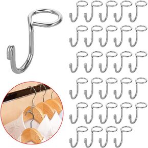 Sumnacon Hanger Hooks 30 Pcs Clothes Hanger Hooks Gold Metal Connector Hooks Mini Cascading Hanger Extender Hooks for Velvet Wooden Hangers Hat Bag Gold