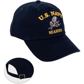 Desert Cactus United States Navy US Seabees Baseball Hat Brimmed Embroirderd Cap Adjustable Cloth Strap Adult (Style A)