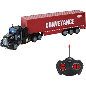 Remote Control Semi Dump Truck with Trailer Includes Simulated Stones, 14" 1:48 Trailer Dump Truck Toy, Equipped with 2 Rechargeable Batteries, Gifts Ideas for Boys Age 3-8 Year Old
