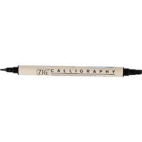 Zig Memory System Calligraphy Dual Tip Marker, Pure Black Pack of 6 (MS3400-010)