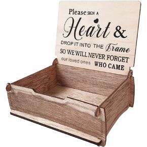 Y&K Homish Guest Book Box Heart Holder Box Wooden Wedding Sign a Heart Drop Box for Message Box (1 Rustic Brown)