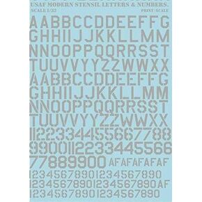 32-001 - 1/32 USAF Modern Stencil Letters and Numbers. White Decal