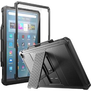 MoKo Case Fits Amazon Kindle Fire Max 11 Tablet (13th Generation, 2023 Release) 11" - [Heavy Duty] Full Body Rugged Cover Stand Case for Fire 11 Tablet with Built-in Screen Protector, Black