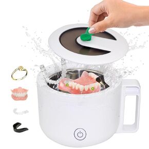 Ultrasonic Retainer Cleaner Machine,45KHz /25w/U-V Cleaner, Ultrasonic Cleaner for Dentures, Retainer, Mouth Guard, Aligner,Toothbrush Head,Retainer Cleaner Machine for All Dental Appliances,Jewelry