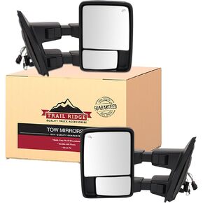 Trail Ridge Tow Mirror Power Folding Heated Smoked Signal Pair Set Compatible with 2007-2014 Ford F-150