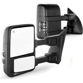 مرايا السحب SCITOO مناسبة لسيارة Ford Super Duty Tow Mirror Fit 1999 2000 2001 2002 لـ F250 لـ F350 لـ F450 لـ F550 قوة فائقة قابلة للتعديل تصغير يدوي ساخن يتميز بعدم وجود إشارة