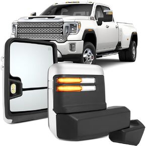 OCPTY Tow Mirrors Replacement fit for 2019-2022 For GMC Serria 1500 Pickup Towing Mirrors Pickup 1 Pair Power Heated Turn Signal Width Puddle Running Back-up Light Temp Sensor Chrome