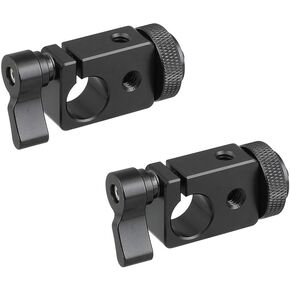 CAMVATE 15mm Single Rod Clamp Adapter with Black Thumbscrew Locking Knob (2 Pieces) - 2217