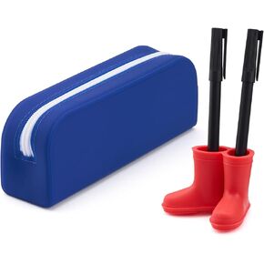 Silicone Pencil Case and Pen Holder Set, Aesthetic Pencil Pouch with Zipper, Cute Shoe design pencil holder for Desk