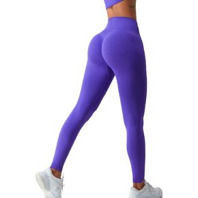 V Cross Waisted Workout Leggings for Women Scrunch Butt Gym Leggings Seamless Yoga Pants with Tummy Control
