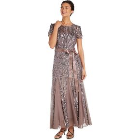 R&M Richards Women's Embellishment and Satin Waist Dress