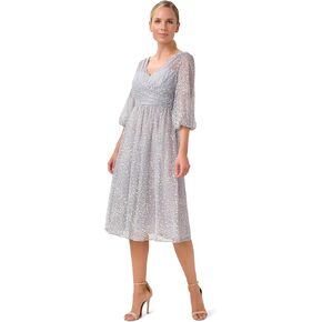 Adrianna Papell Women's Glitter Mesh Midi Dress