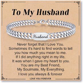 Father's Day Gifts Cuban Link Bracelet for Men Chain Bracelet Stainless Steel Bracelets for Men Boys Birthday Gifts for Him Dad Daddy Bonus Dad Son Husband Grandpa