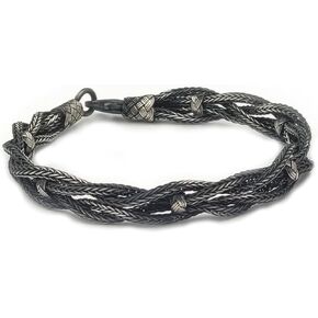 | Sterling Silver Bracelet For Men, Woven Bracelet, Celtic Viking Jewelry, Oxidized Silver Bracelet