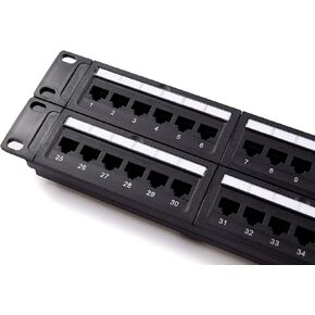 لوحة تصحيح نقطة المشتري 24 منفذ Cat6 RJ45 | مُصمم لإدارة الكابلات على الحامل أو الحائط مع أداة Punch Down، خادم متوافق مع Cat 3/4/5/5e/6 - حزمة واحدة
