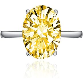 FLYYQMIAO 3CT 925 Sterling Silver Engagement Rings Oval Cut Solitaire Cubic Zirconia CZ Promise Adjustable Rings for Her Wedding Bands for Women Simulated Diamond Birthstone Open Rings(Green)