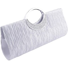 Rhinestone Satin Pleated Evening Clutches Bridal Wedding Handbag Purse Evening Bags