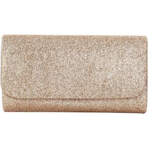 Premium Small Metallic Glitter Flap Clutch Evening Bag Handbag