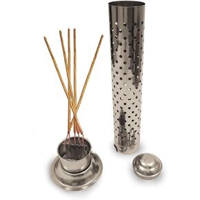 Khandekar Stainless Steel Incense Holder for Incense Stick Tower Shaped Incense Ash Catcher Indoor Outdoor Use Steel Agarbatti Stand Incense Burner Holder for Positive Energy