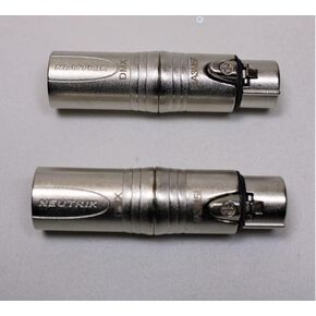 (2) Two Genuine NEUTRIK NA3M5F 3-Pin XLR Male to 5-Pin XLR Female DMX Adapter