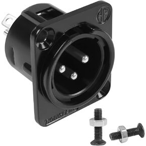 QIANRENON XLR Panel Mount Audio Adapter XLR Male to Solder Terminal Connector 3Pin XLR Solder Panel Male Socket, for Professional Sound, Balanced/Unbalanced, Microphone Mics