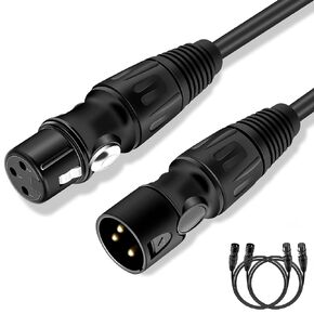 XLR Cables,20ft 2 Pack Microphone Cable, 3 Pin XLR Balanced Male to Female Mic Cord for Amplifier Mixer,Speaker Systems Black