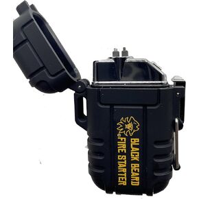 Black Beard Waterproof Arc Lighter for Camping, Hiking, Outdoor Adventure, Survival/Tactical| Rechargeable Electric Lighter via USB | Dual Arc Plasma Beam for More Heat | 300+ Ignites on Single Charge