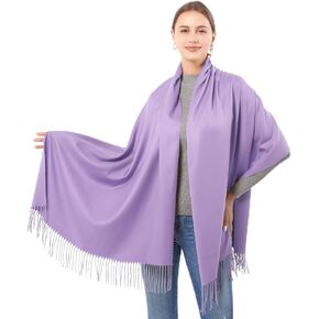 Genovega المرأة الباشمينا وشاح شال التفاف المرأة والأوشحة والأغطية الزفاف الدافئة المتضخم الباشمينا كبيرة كبيرة شالات الموضة الرقبة بطانية لبطانية فساتين السهرة عطلة الأرجواني الفاتح in Kuwait