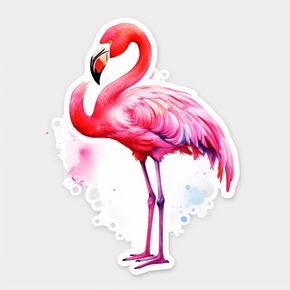 Pink Flamingo Watercolor Art Sticker For Car, Bike, SUV, Truck, Helmet, Laptop, Water Bottle, Notebook, Decal window, Guitar, Skateboard, Bumper Vinyl Waterproof sticker 5 inch (Design 1)