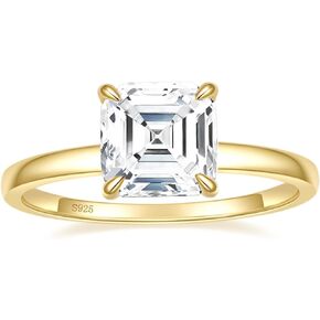 EAMTI 2.5CT Asscher Cut Engagement Rings for Women Cubic Zirconia CZ 925 Sterling Silver Wedding Rings for Her Solitaire Promise Wedding Bands Size 3-11