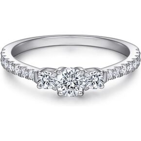 925 Sterling Silver Engagement Rings Tiny Round Cut Cubic Zirconia CZ Eternity Stackable Promise Rings Wedding Band for Women Size 5-9