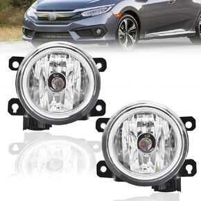 Fog Light Compatible With Honda Civic 2016 2017 2018 2019 2020 2021 Front Bumper Driving Fog Lamps with Passenger and Driver Side (Clear Lens)