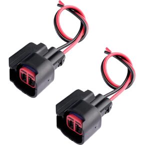 2PCS EV6 Fuel Injector Connector with Wire Replacement Parts for Coupling Circuit to Injectors Compatible with Ford F-150,F-250 Super Duty,Crown Victoria,Mustang