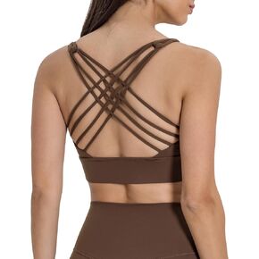 altiland Strappy Sports Bra for Women, Wirefree Padded Workout Yoga Bra Criss Cross Back