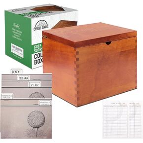 Golf Scorecard Keeper - Storage Box Organizer for Golf Scorecards Photos and Accessories | Comes with 10 Dividers and 2 Score Logs - Display Golf Scorecard Collection Neatly Great Gift for Golfers