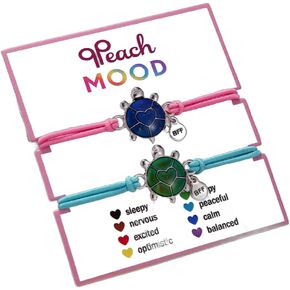 Cute Cartoon Dinosaur Frog Turtle Dragon Color Changing Mood Bracelet Set for Women Girls Teens Emotion Feeling Temperature Sensing BFF Wrap Bracelet with Card Friendship Jewelry
