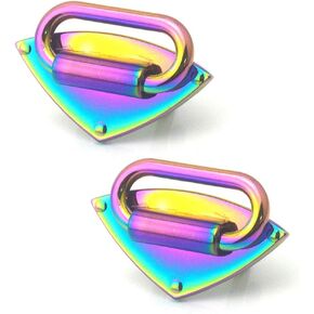 2 Pcs Metal Triangle Shaped Loop Button Decorative Hardware for DIY Bag Handbag Purse Making Accessories, Rainbow