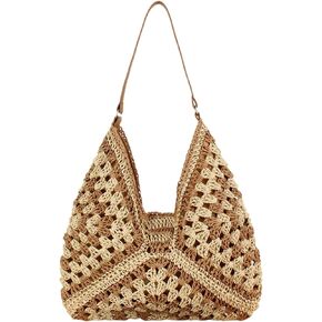 Ovida Straw Beach Bag for Women Straw Hobo Bag Summer Straw Woven Tote Bag Large Straw Shoulder Handbags