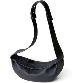 Genuine Leather Sling Bags Crossbody Women, Minimalist Style Casual Chest Bags with Wide Strap